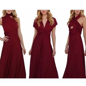 Lulus Always Stunning Convertible Bridesmaid Burgundy Dress Size XS